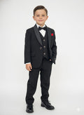 Black Classic Boys 5 Piece Tuxedo Suit