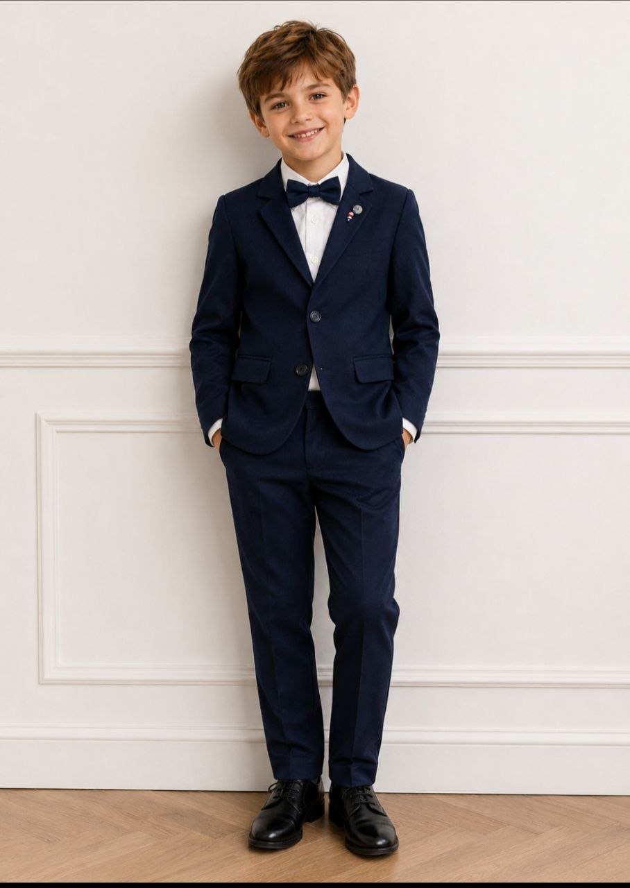Navy Blue Boys 4 Piece Formal Suit Set