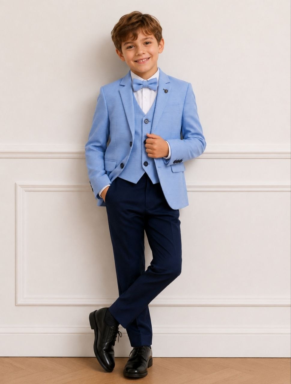 Boys Sky Blue 5-Piece Formal Suit Set