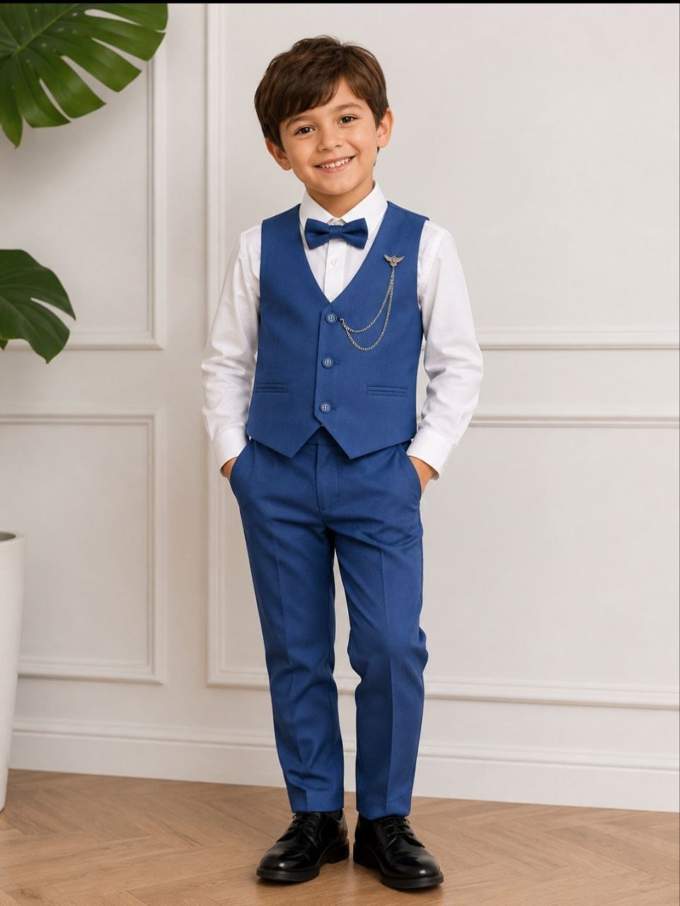 Boys Royal Blue 4-Piece Formal Suit Set