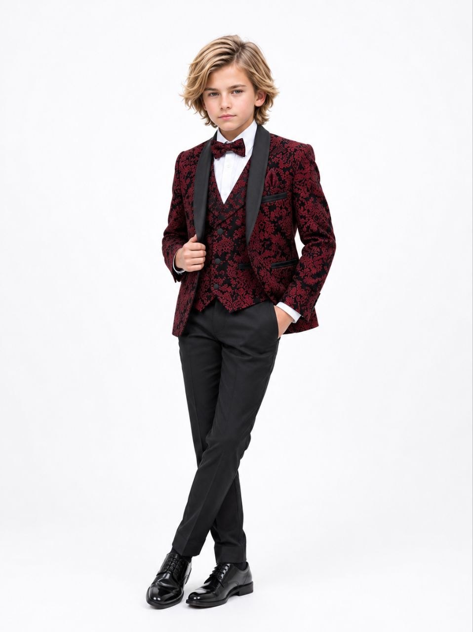 Boys 5 Piece Tuxedo Suit Set