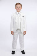 White Boys 5-Piece Formal Suit with premium Stitching detail 6 to 10