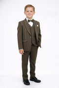 Olive Green Boys Premium  5-Piece Formal Suit 12 to 14