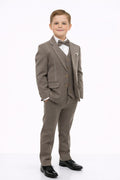 Taupe Grey Boys 5-Piece Formal Suit