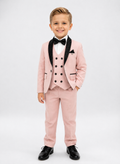 Peach 5-Piece Tuxedo Suit with Black Shimmer Collar