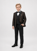 Black Classic Royal Pattern 5-Piece formal Tuxedo suit for Boys