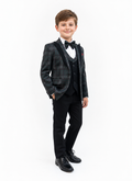 5 Piece Boys Formal Suit with Green Pattern Blazer