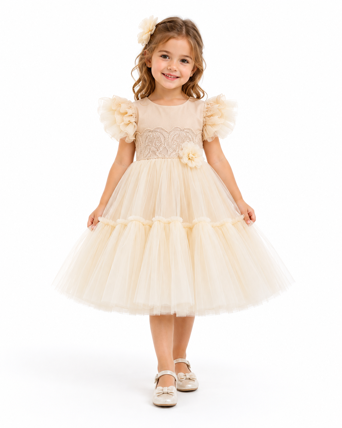 Girls Ivory Princess Party Dress