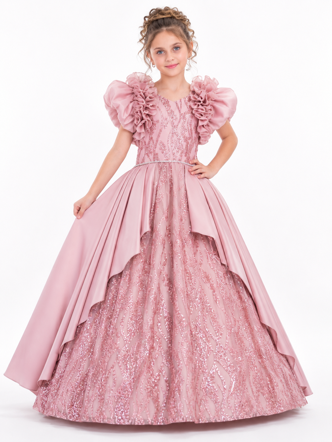 Girls Blush Pink Luxury Princess Gown