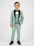 Mint Green Boys 5-Piece Formal Suit with Black Shawl Collar - 1 to 5