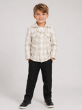 Boys Beige Checkered Casual Blazer