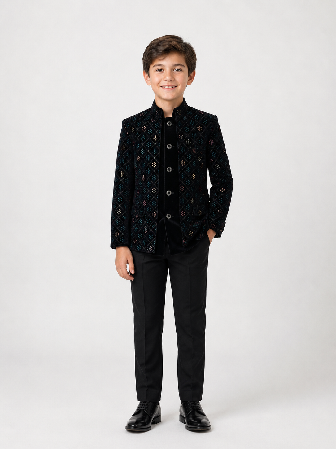 Luxury Black Boys Jodhpuri Suit