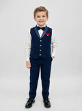Royal Navy Blue 4 piece Boys Formal Vest suit Set