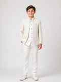 Classic White Boys Indo-Western jodhpuri Suit