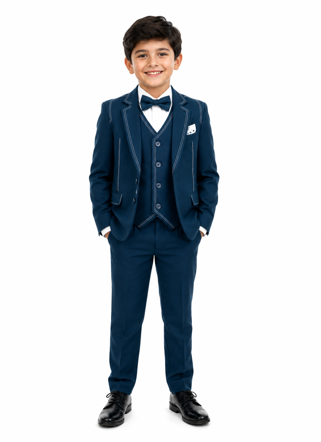 Teal blue boys 5 piece formal tuxedo suit
