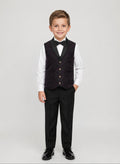 Premium black and wine  4 piece boys vest suit set
